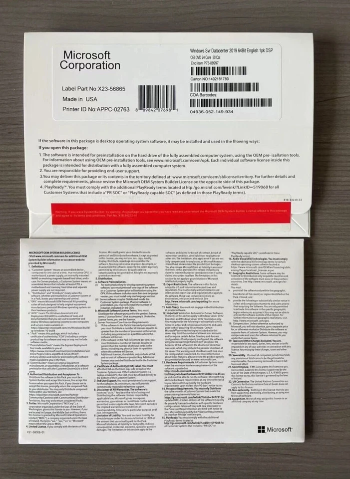 Microsoft Windows Server 2019 Datacenter 24 Core 50 CALs DVD With Key - Image 2 of 2