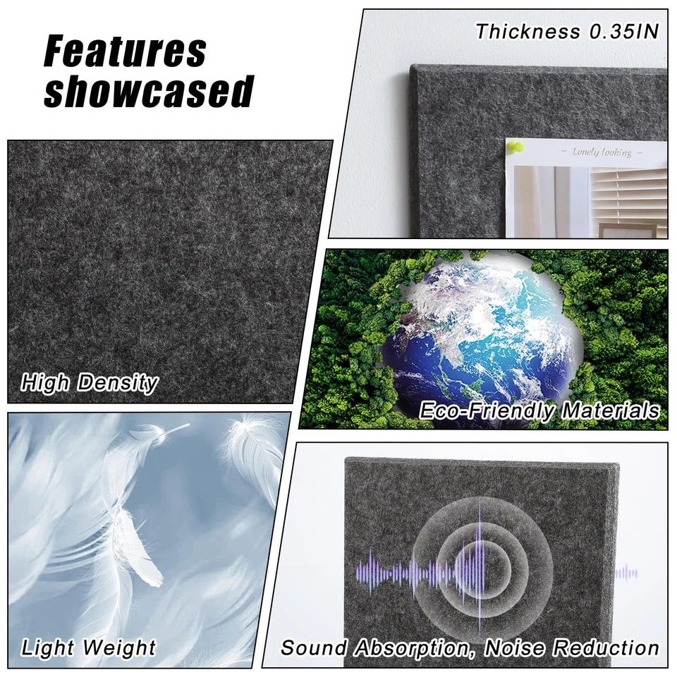 Large Cork Board 36" x 24", 6 Pack Felt Wall Tiles with 30 Pcs Pushpins,Bulletin - Image 4 of 4