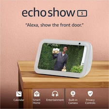 Echo Show 5 (Newest Model), Smart Display with 2X the Bass and Clearer Sound, Gl
