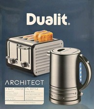 Dualit Architect Kettle & 4 Slot Toaster Matt Black Stainless Steel Premium Set