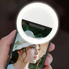 Phone Selfie Ring Light USB Rechargeable LED With 3 Brightness Modes USB Cable