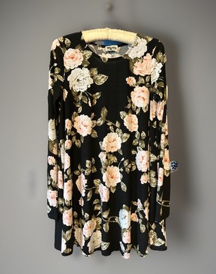 SHOW ME YOUR MUMU Floral Mini Dress Baby Doll Size Medium Long Sleeves