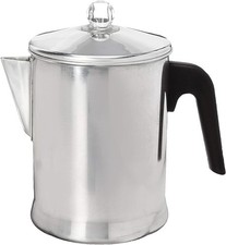 Heavy Duty Stove Top Percolator Coffee Pot Maker Aluminum 9-Cup