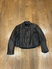 Schott Perfecto Leather Jacket Size 46 Brown Cafe Racer Moto Made USA