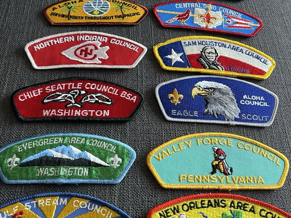 Vintage BSA Boy Scouts Shoulder Strip Council Patches Trade Patch Lot (20) - Image 4 of 4