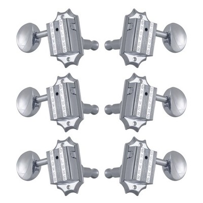 Grover 136C Deluxe Series, Chrome Tuning Machines 3+3, Oval Metal Button