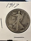 1917 P  Walking Liberty Half Dollar US 50c Silver Coin      N  82