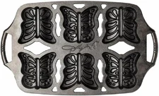 Lodge Dolly Parton Cast Iron Butterfly Cake Pan – Makes Six Mini Black 