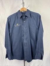 Disney Cruise Line Men’s Cutter & Buck Blue Long Sleeve Button Up Shirt Sz Large