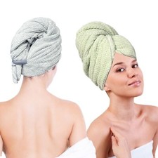 2 Pack Extra Microfiber Hair Towel Wrap Anti Frizz Towel for All Hairstyles G...