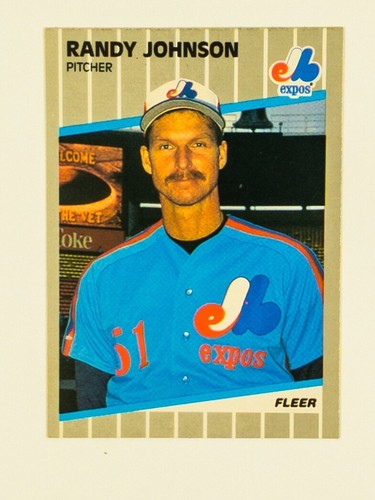 RAW 1989 Fleer Randy Johnson Rookie Card 381 Blacked out Marlboro Ad 