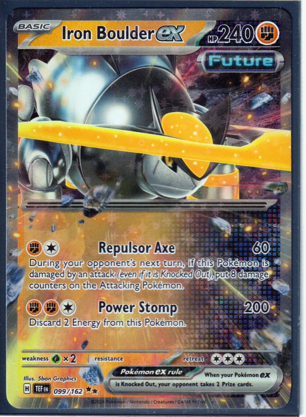 IRON BOULDER ex 99/162 DOUBLE RARE -TEMPORAL FORCES POKEMON- MINT