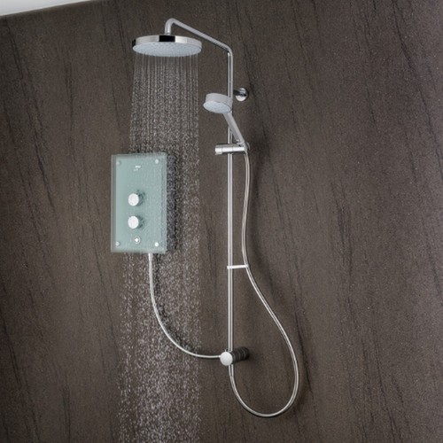 Mira Azora Dual Head Electric Shower 9.8kW Power Glass Clearscale 1.