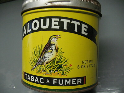 ALOUETTE SMOKING TOBACCO TABAC A FUMER MONTREAL TIN EMBOSSED LID