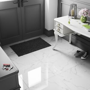 White Marble Effect High Gloss Porcelain Tiles 60x60 Wall Floor