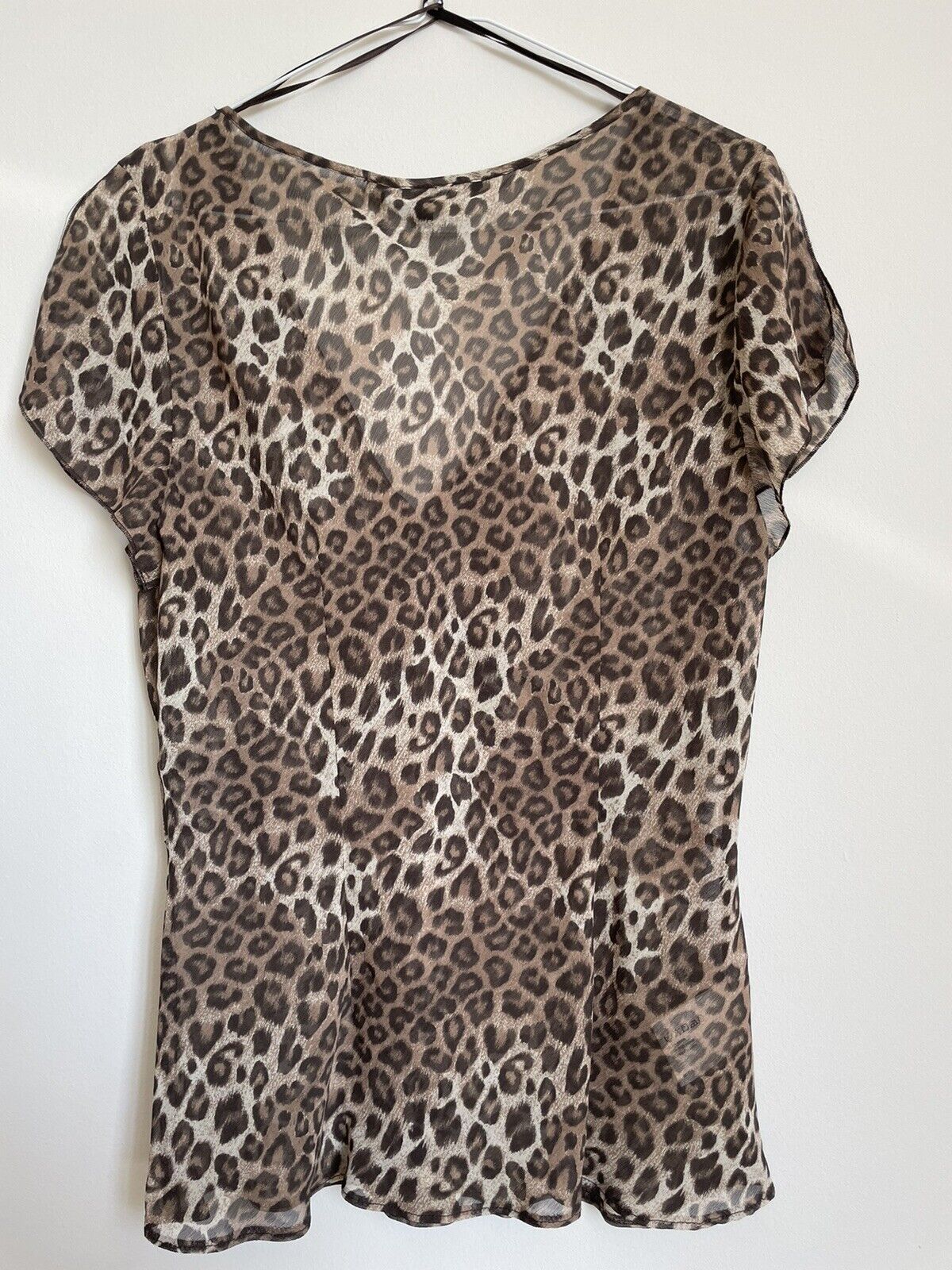 LAURA ASHLEY Sheer Blouse V-Neck Leopard Print Ch… - image 4