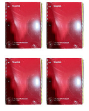 (4 Pack of 3) Staples 1-Subject Notebook Graph Ruled 120 Sheets Assrtd 8"x10.5"