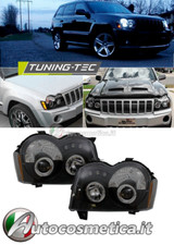 COPPIA FARI ANTERIORI CHRYSLER JEEP GRAND CHEROKEE 05-08 ANGEL EYES BLACK LOOK