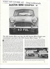 Original 1963 Austin Mini Cooper 2 page road test, in print ad category