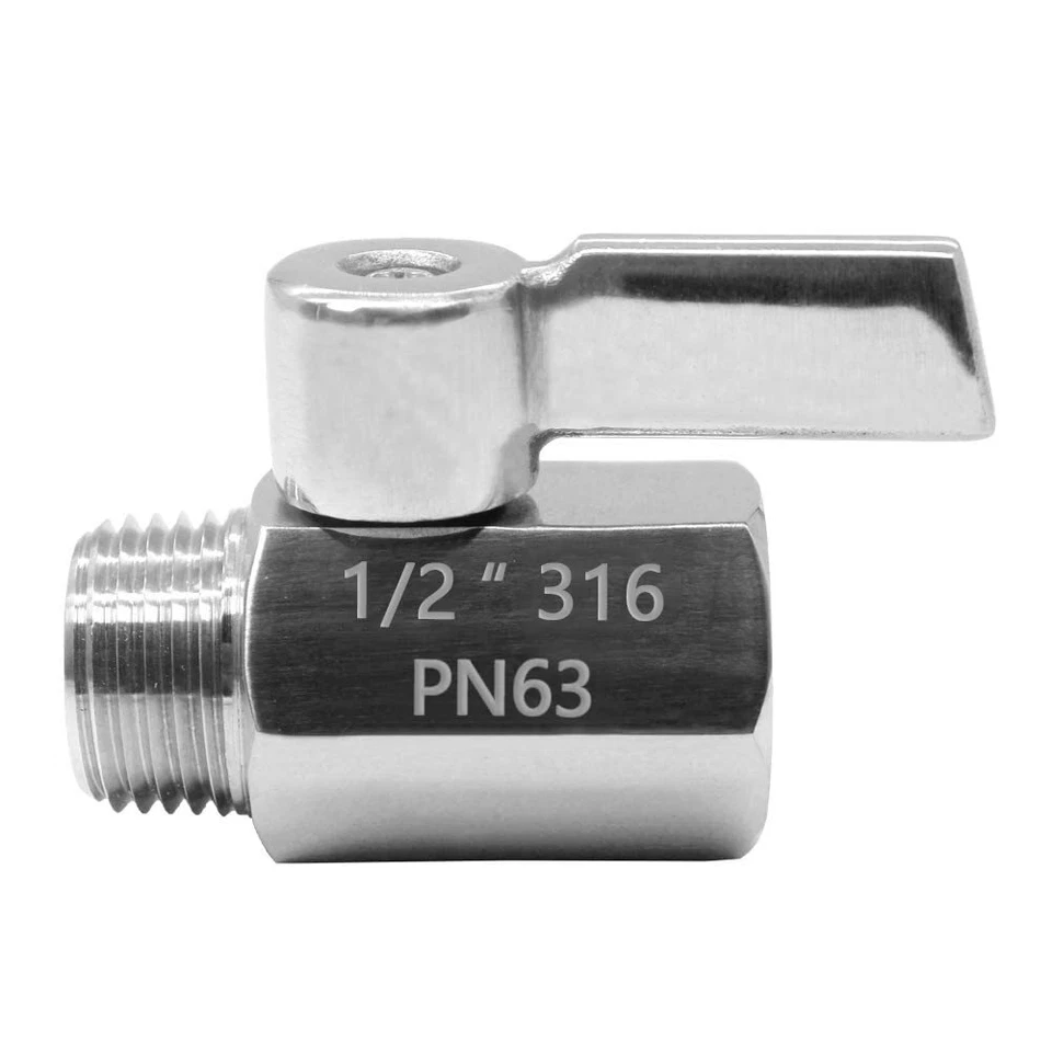 Mini Ball Valve Stainless Steel(316) 1/2" NPT Male x NPT Female Mini Ball Shutof - Image 2 of 4
