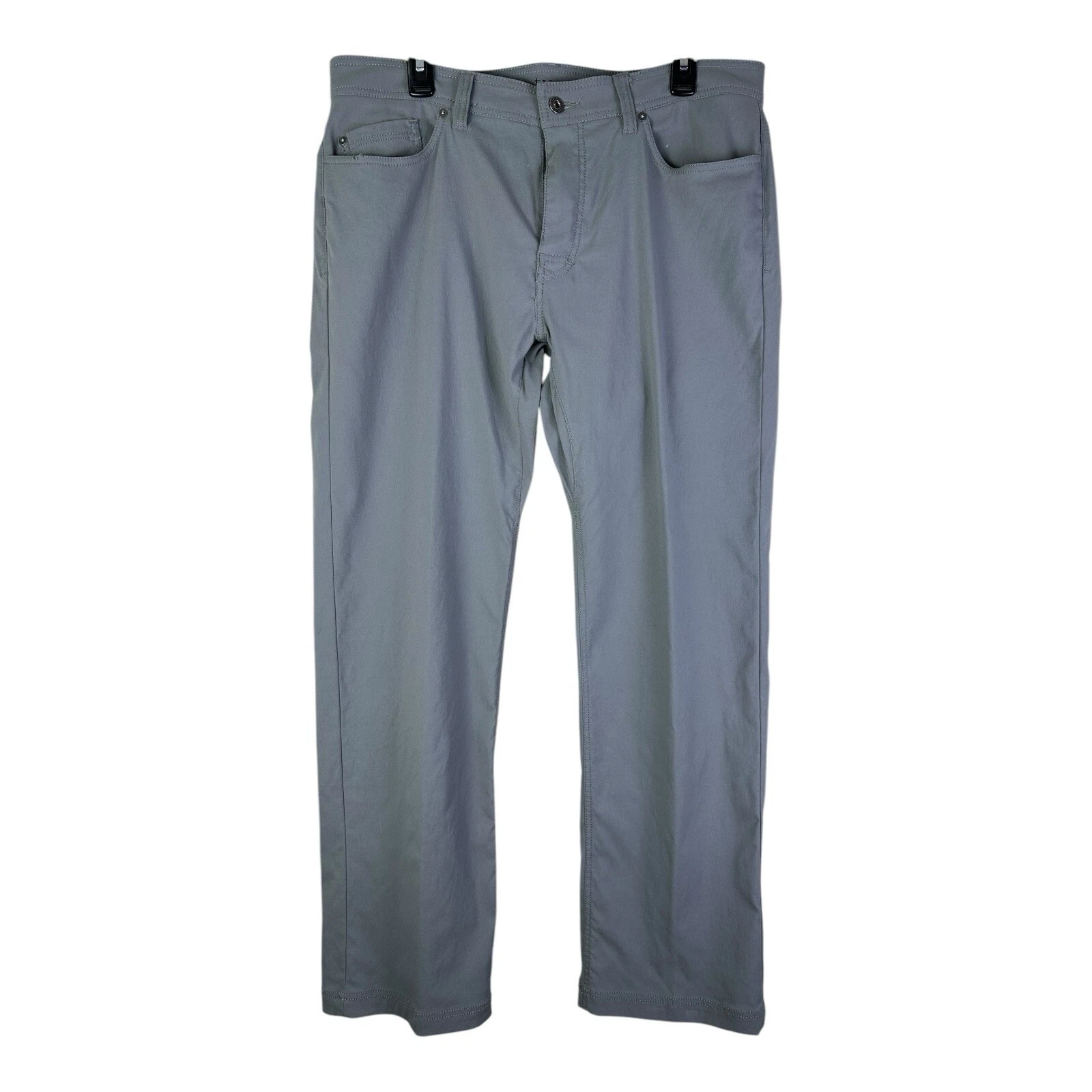 prAna Brion Pants Slim Fit Nylon Light Gray Size 36 (Fits 36X29) Men's Hiking