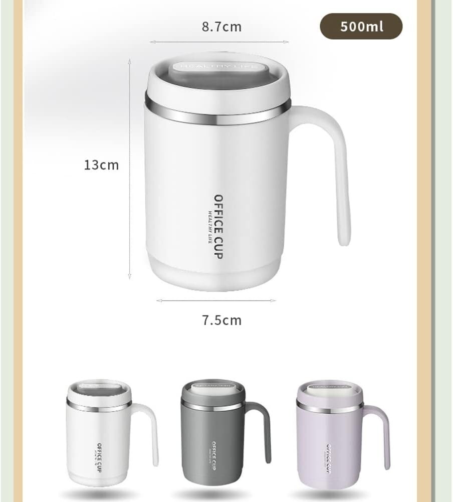 Coffee Mug with Handle, 500ml Insulated Stainless Steel Coffee Travel Cup-  White | eBay