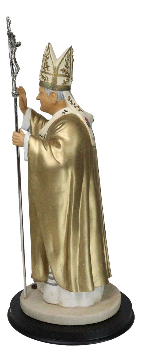 Large Venerable Pope John Paul II With Papal Ferula Crucifix In