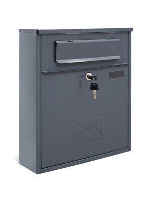 Grauer Briefkasten Wandmontage Großbriefkasten Außenbriefkastenschloss und Schlüssel