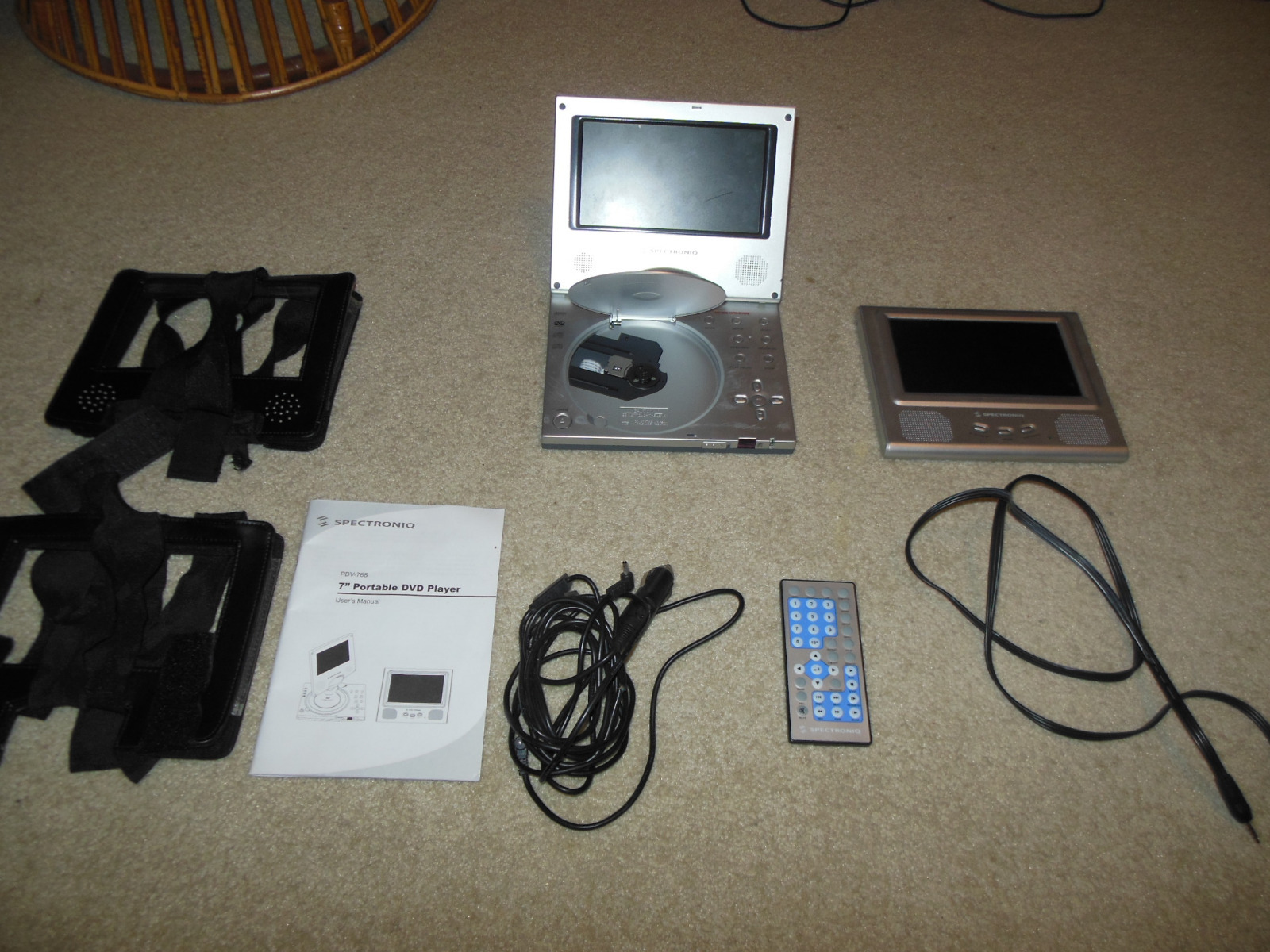 7" Spectroniq PDV768 Widescreen Portable DVD Player w/Additional LCD