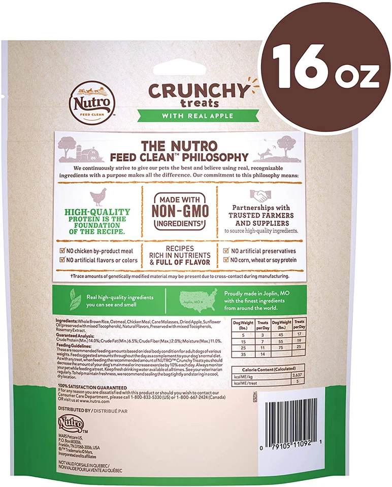 Nutro Crunchy Natural Biscuit Dog Treats with Real Apple Flavor 16 Ounces Foto 2 de 4