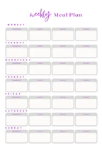 Weekly Meal Planner +28 recipe cards + shopping lists - Printable Download