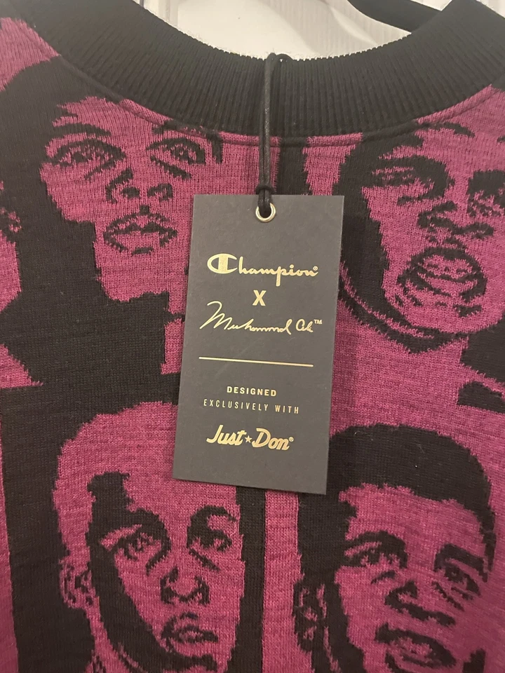 SUÉTER INTARSIA CHAMPION X MUHAMMAD ALI CACHEMIR 217593 CHA talla pequeña RARO Foto 3 de 4