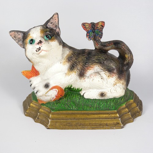 FERMAPORTE FERMA PORTE PORTA FERMAPORTA IN GHISA DIPINTA GATTO VINTAGE - V055 - Bild 4 von 8