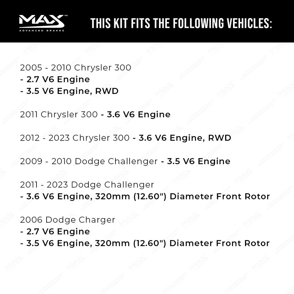 Front & Rear Drilled Slotted Rotors + Pads for Dodge Charger Challenger 300 V6 - Image 2 of 4
