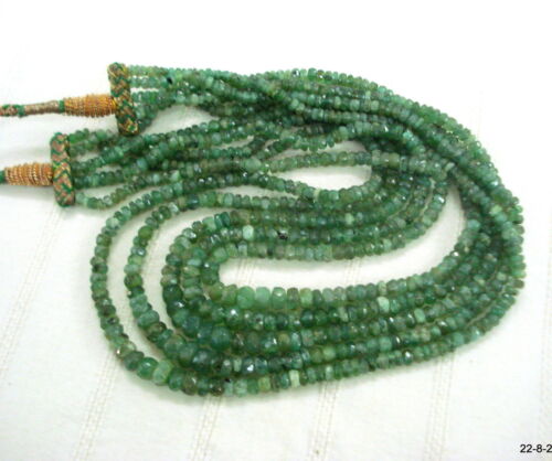 vintage émeraude perles à facettes collier plage 5 lignes inde - Photo 1 sur 9
