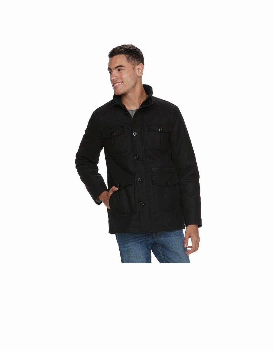 Rock Republic, Men's Wool Blend Bomber Military Jacket, Camo Lining