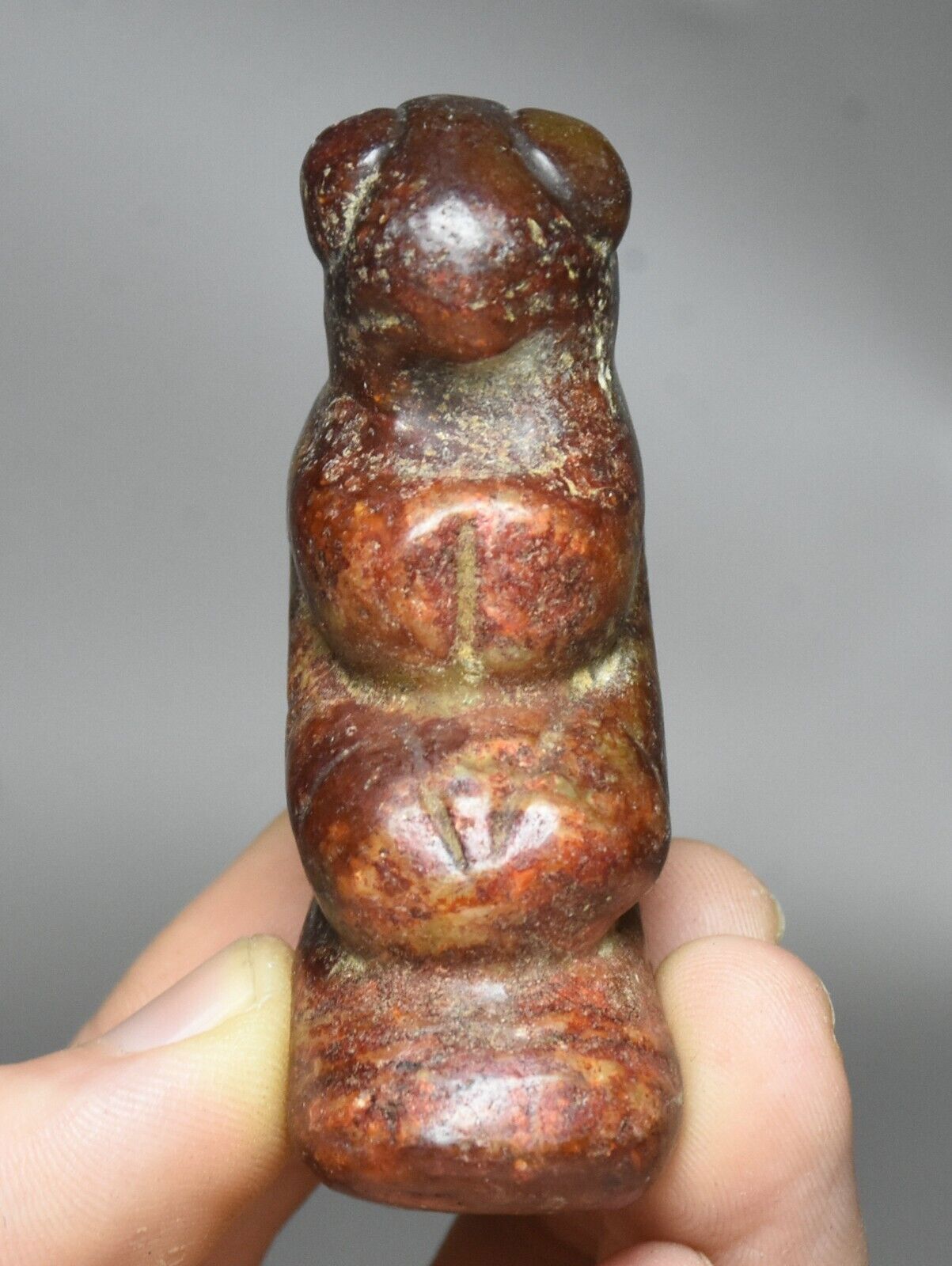 6CM China Hongshan Culture Old Jade Carve People Person Man Amulet Pendant