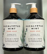 (2-Pack) THE SOAP & LATHER ~ EUCALYPTUS MINT ALOE VERA Cleansing HAND SOAP Wash