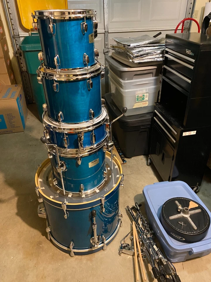 Juego de batería de 5 piezas Mapex serie M azul verdoso - 22, 14, 12, 10 con_trono, etc. Foto 3 de 4