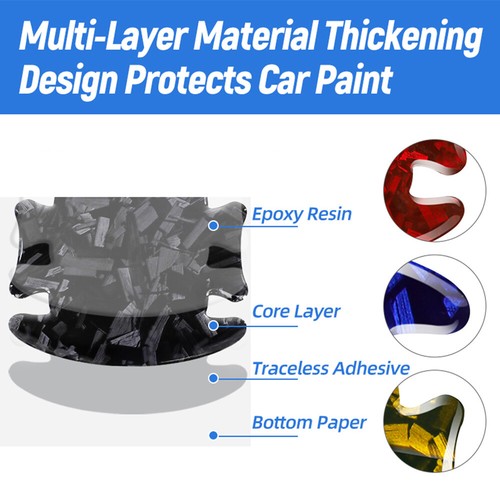 8Pcs Car Accessories Door Handle Bowl Scratch Protective Decal Sticker Universal - Foto 5 di 17