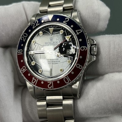 VINTAGE Rolex GMT Master 16750 Pepsi Red Blue SPIDER DIAL Steel