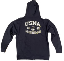 Navy USNA Midshipmen Hoodie Sweatshirt Men's Sz L Full Zip Navy Blue by Ouray
