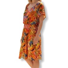 C&C California Tropical Floral Dress 2X Colorful Boho Casual Coastal Beach NEW