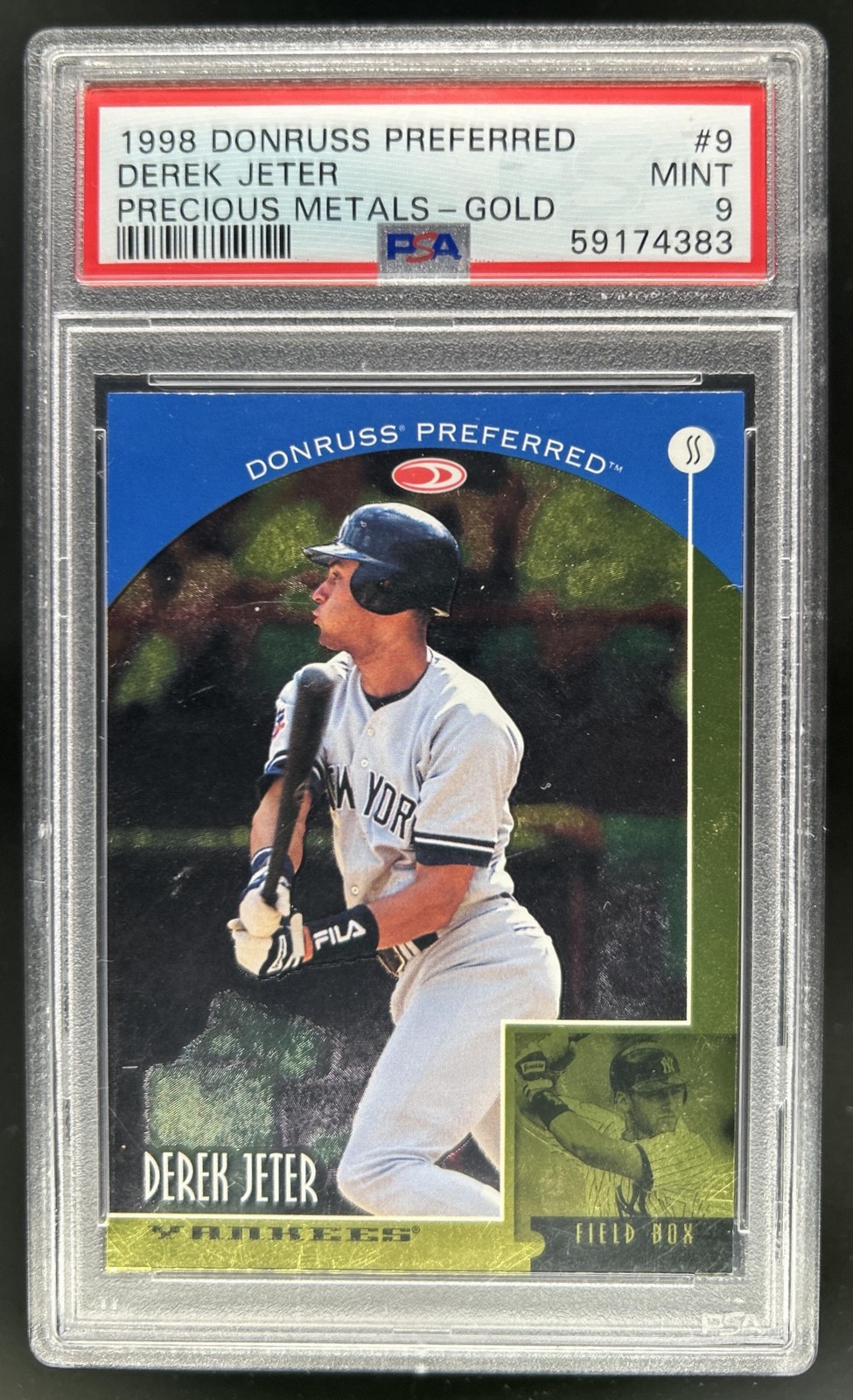 1998 Donruss Preferred Derek Jeter #9 New York Yankees PSA 9 view 1