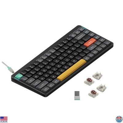 Portable 75% Low Profile Mechanical Keyboard, Wireless, RGB, Gateron Brown