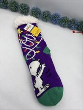 Peanuts Snoopy Sherpa Lined Non-Slip Slipper Socks - One Size Fits Most NEW