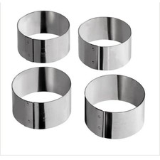 MATFER BOURGEAT Pro Stainless Steel Cake Tart Ring Round Mold 60x30 Set of 4 NWT