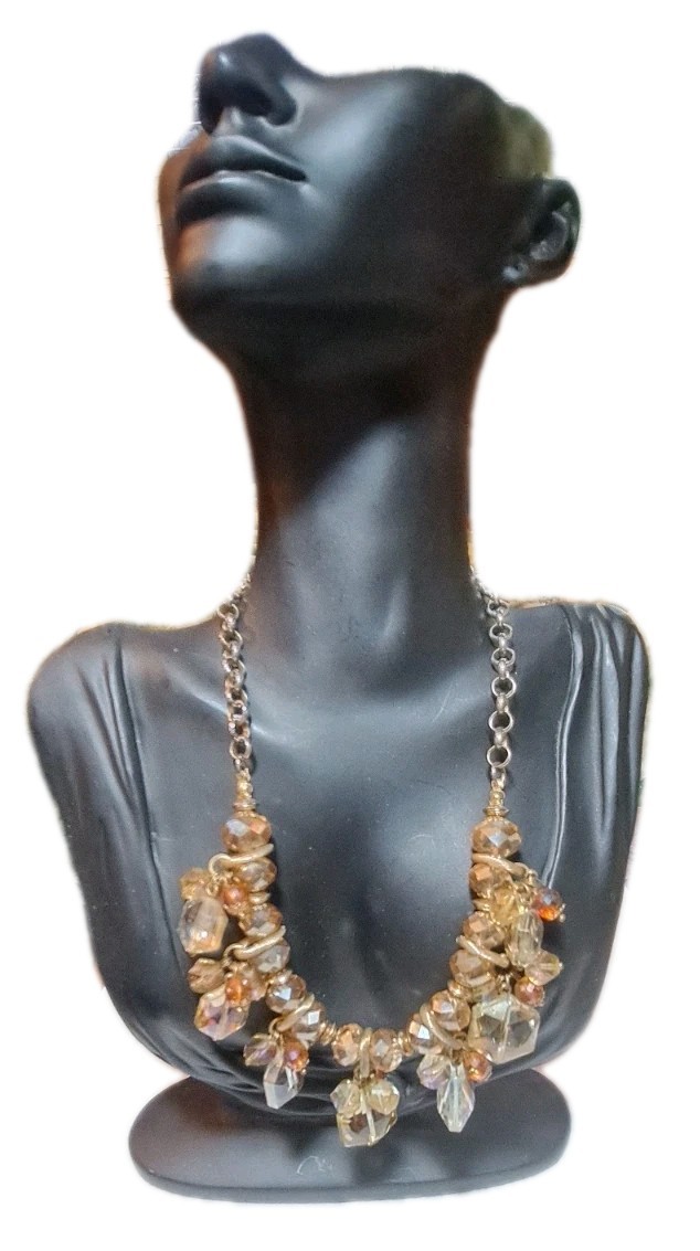 Chunky Cluster Statement Multi Colored Faceted Gl… - image 4