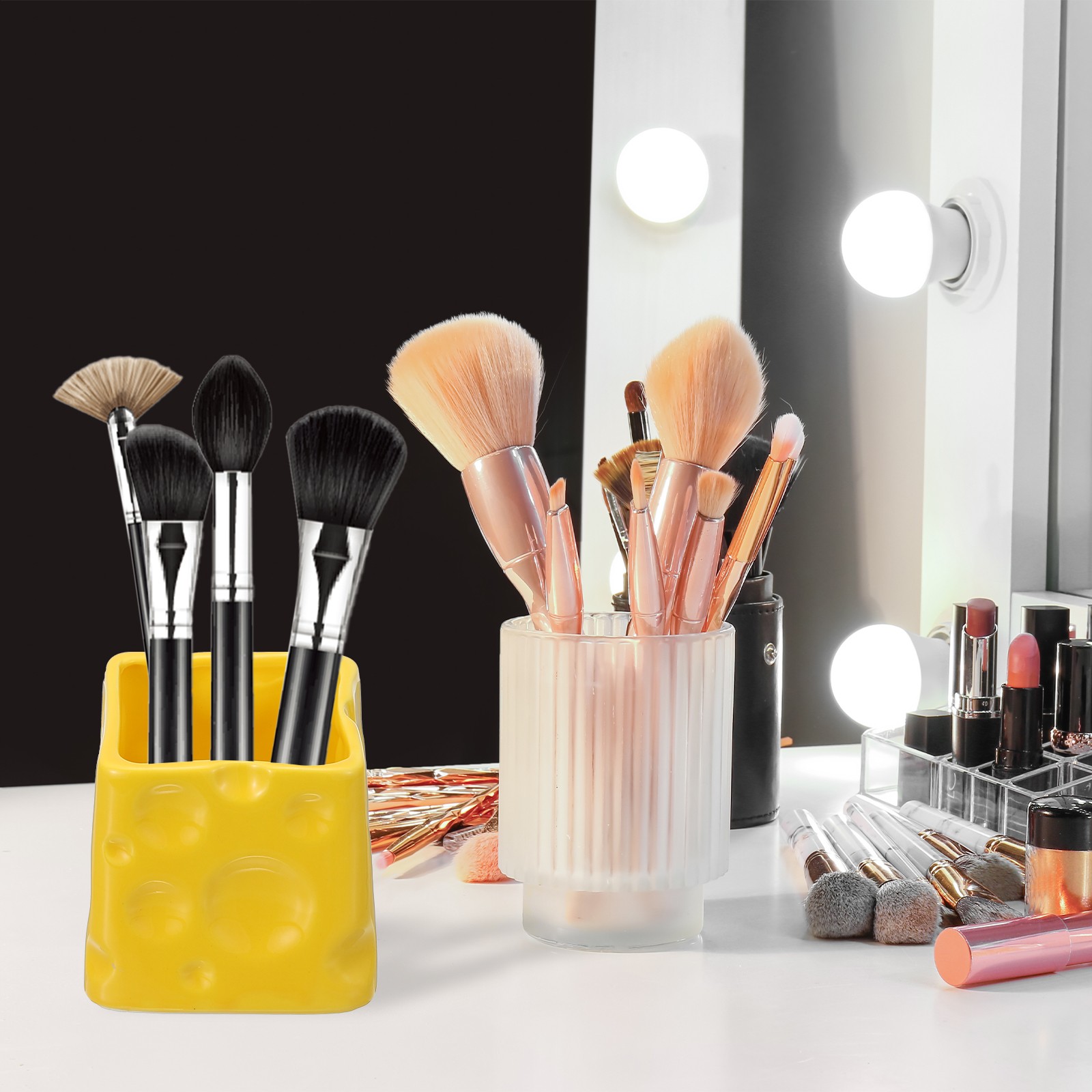 Pencil Holder, Ceramics Pen Holder Cute Pencil Holders, Yellow