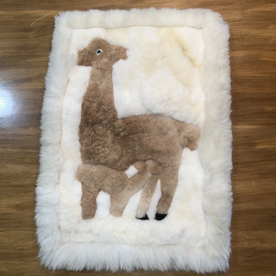 "Alfombra hecha a mano de piel real de alpaca lama 17x25""" Foto 3 de 4
